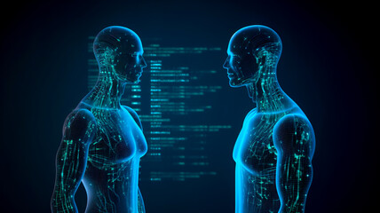  Machine learning reaction and ai artificial intelligence.Chat bot software network.big data and block chain system.Neuralink with smart brain.generative art images