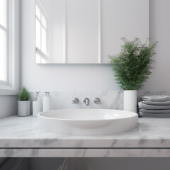 Light elegant modern bathroom interior with sink
