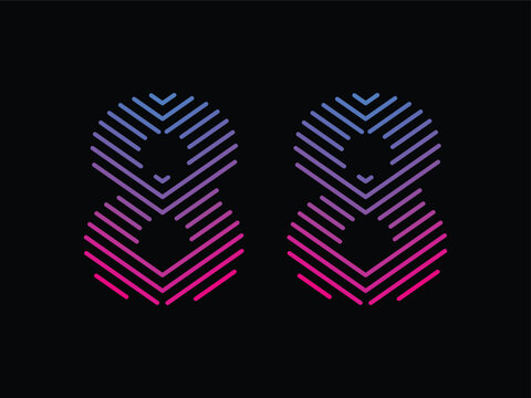 Digit 88 is written with colorful digital lines. Abstract digit 88 logo design template. Logo type vector design
