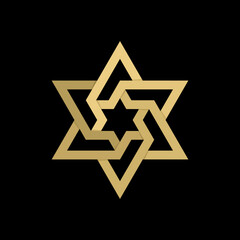 Vector illustration of the Jewish Star of David symbol combined with decorative design elements.