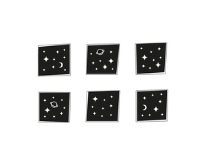 Abstract celestial poster with square shapes.