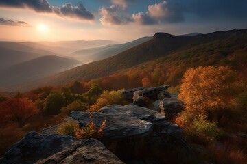 : The Blue Ridge Mountains in Virginia USA, generative artificial intelligence
