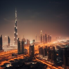 The Dubai skyline in the United Arab Emirates , generative artificial intelligence
