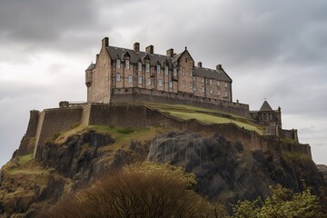 Fototapeta na wymiar The Edinburgh Castle in Scotland, generative artificial intelligence 