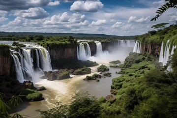 Fototapeta premium The Iguazu Falls in ArgentinaBrazil , generative artificial intelligence 