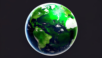 Illustration of the green planet earth on a white background Earth day concept Ai generated image