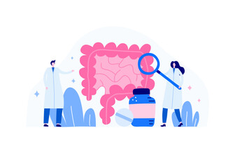 Man and women examing digestive system.