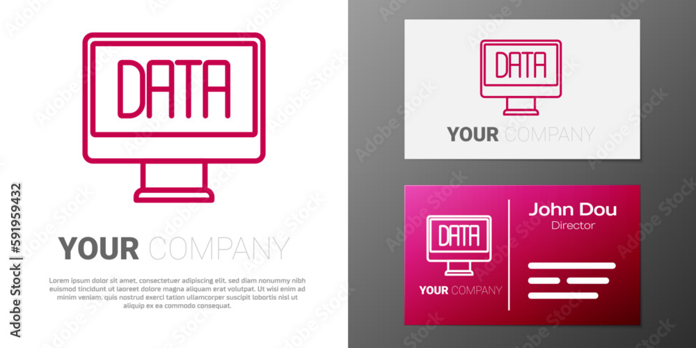 Aufkleber logotype line data analysis icon isolated on white background. business data analysis process, stati