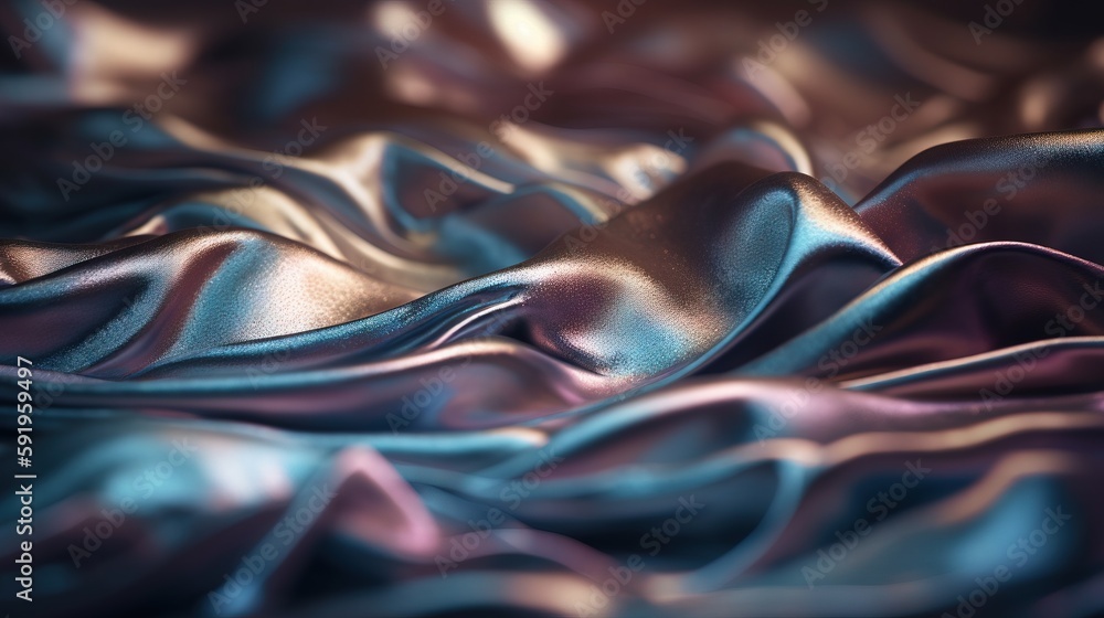 Poster a close up of a blue and pink fabric with a blurry background of folds and folds in the fabric, with