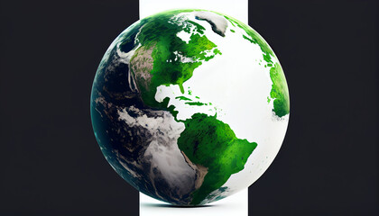 Illustration of the green planet earth on a white background Earth day concept Ai generated image