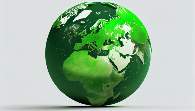 Illustration of the green planet earth on a white background Earth day concept Ai generated image