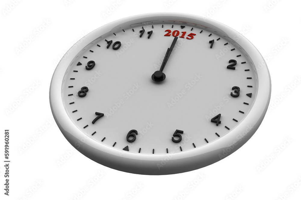 Aufkleber digitally generated image of 2015 on analog clock
