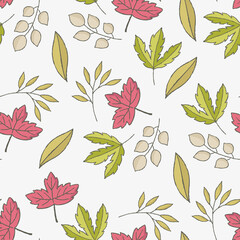Autumn elements baby style cute naive animals flowers leaf pumpkin rain coat seamless pattern