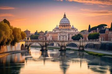 Fototapeta premium The Vatican City in Rome Italy, generative artificial intelligence 