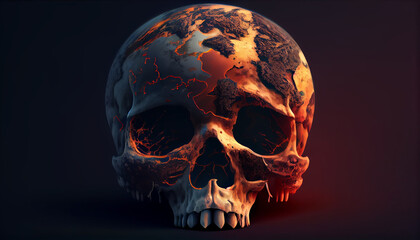 The concept of Saving the Planet Skull and Green Elements Earth day concept Ai generated image