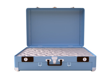 Digital composite image of blue open suitcase