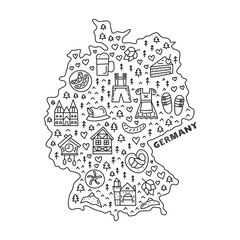 Fototapeta na wymiar Doodle Germany map.