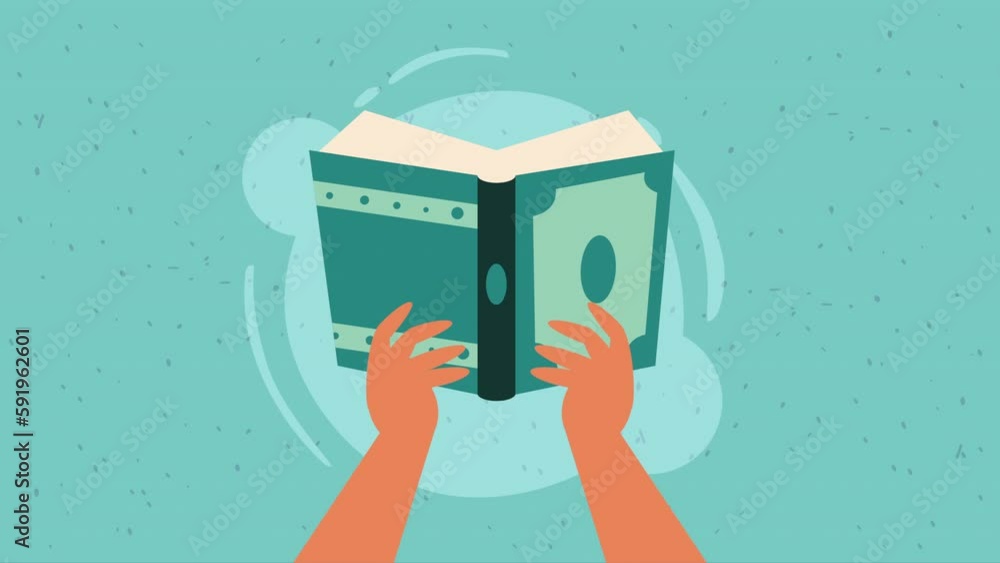 Poster text book library open animation