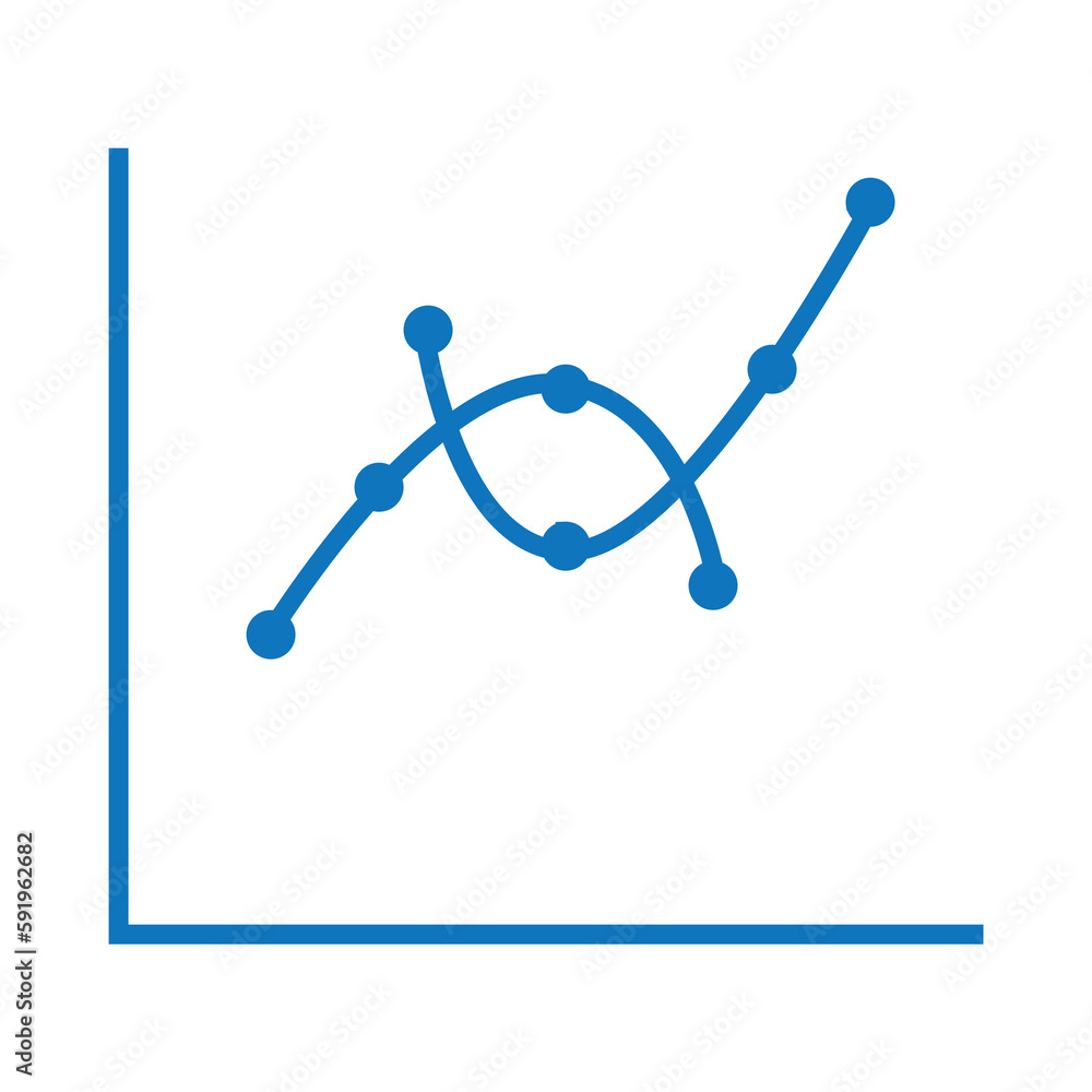 Poster Curve graph with points over white background