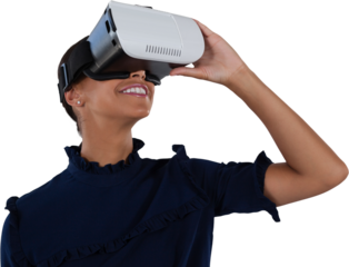 Woman using virtual reality headset