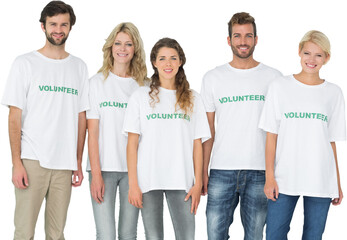Group portrait of happy volunteers