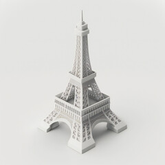 Fototapeta na wymiar Tiny clay isometric asset cute white background france eiffel tower