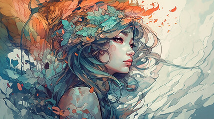 Fantasy woman illustration (Generative AI) [hi-res, good for wallpaper etc.]