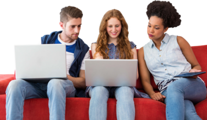 Creative team using laptops and digital tablet