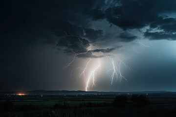 lightning over the city created with Generative AI technology