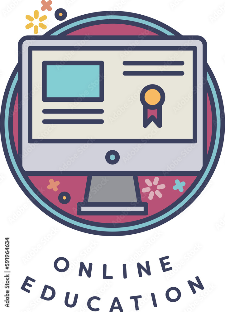 Poster digitally generated image of computer monitor with text