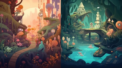 Unique art style or visual identity for the game's dream world - obrazy, fototapety, plakaty