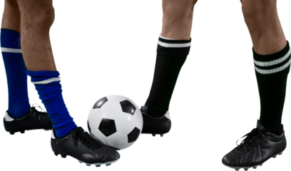 Low section of players playing football