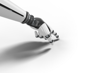 Silvered cyborg hand gesturing