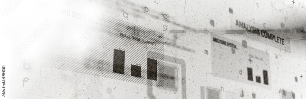 Poster digital composite image of graph on screen