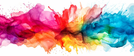 watercolor rainbow splash, rainbow splashes, spray-paint style, color field. Generative AI. - obrazy, fototapety, plakaty