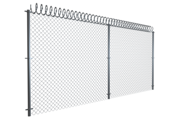 Chainlink fence against white background