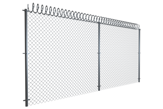 Chainlink fence against white background