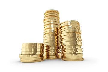 3d illustration of gold coins