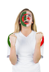 Excited iran fan in face paint cheering