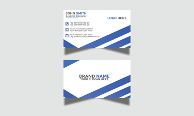Modern Corporate and Creative Business Card Design Template Double-Sided Horizontal Name Card Simple and Clean Blue White and Black Visiting Card Vector Illustration Colorful Gradient Business Card