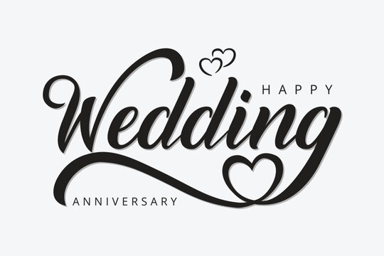 isolated calligraphy of happy wedding with black color
