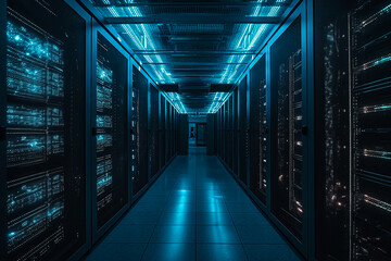 Fototapeta premium Computer servers. Generative AI