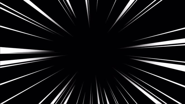 High-speed abstract speed lines overlay animation. Cartoon animated speed lines on an alpha channel background in a seamless loop motion graphics