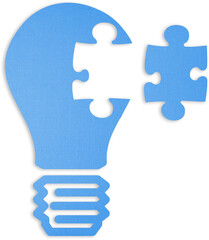 Digital image of blue jigsaw puzzle bulb