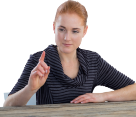 Businesswoman using invisible screen
