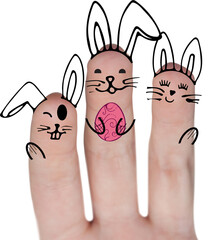 Vector image of fingers painted as Easter bunny 
