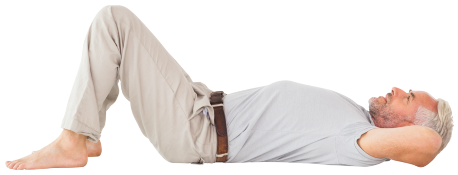 Man relaxing while lying on floor