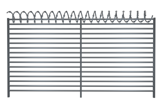 Digitallly generated image of barbed wire on fence