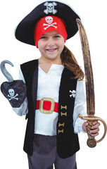 Smiling girl pretending to be pirate