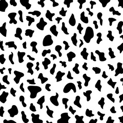 Seamless cow spots pattern, vector animal print in black color for fabric or paper.